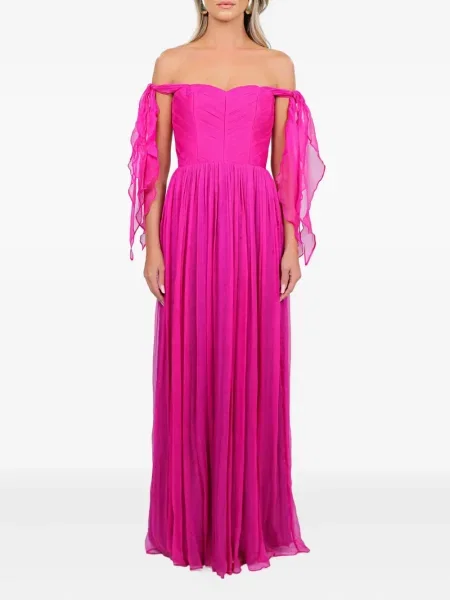 Rochie maxi Roserry cu volane de costum roz