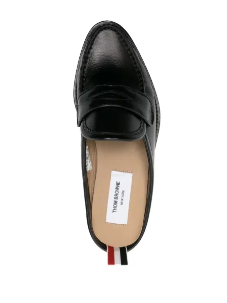 Кожени мюли Thom Browne черно
