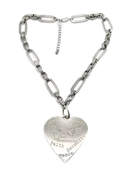 Colier Jennifer Gibson Jewellery cu motiv cu inimi argintiu