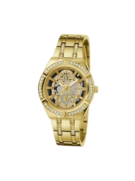 Lniany zegarek Guess żółty
