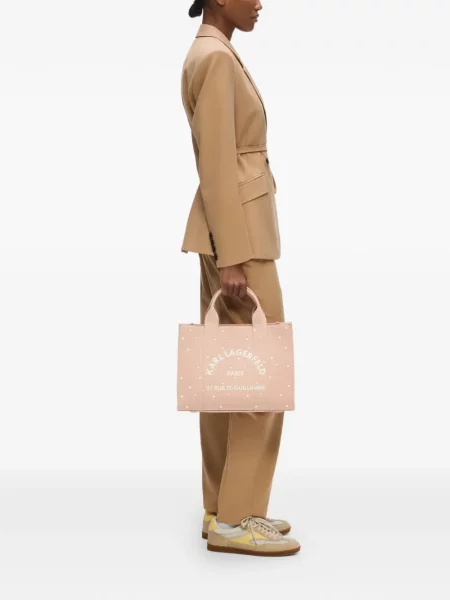 Geantă shopper Karl Lagerfeld cu perle roz