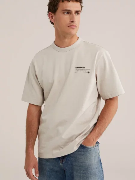 WE Fashion Tričko sivobéžová čierna