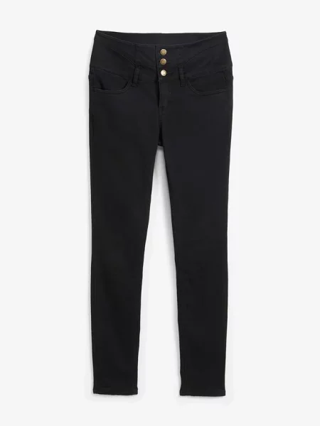 Modelujące jeansy termiczne o kroju skinny high waist czarne