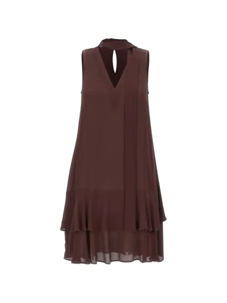 Rochie mini Kaos cu decolteu în V cu volane maro