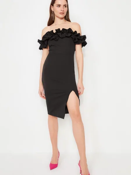 Midi obleka Trendyol črna