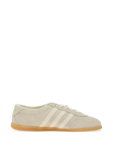 Pruhované široké kožené džíny Adidas šedé