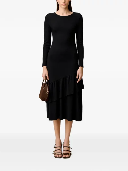 Rochie Claudie Pierlot din jerseu asimetrică negru