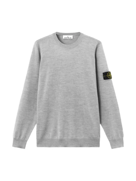 Sweter Stone Island wełniany z kamieniami szary