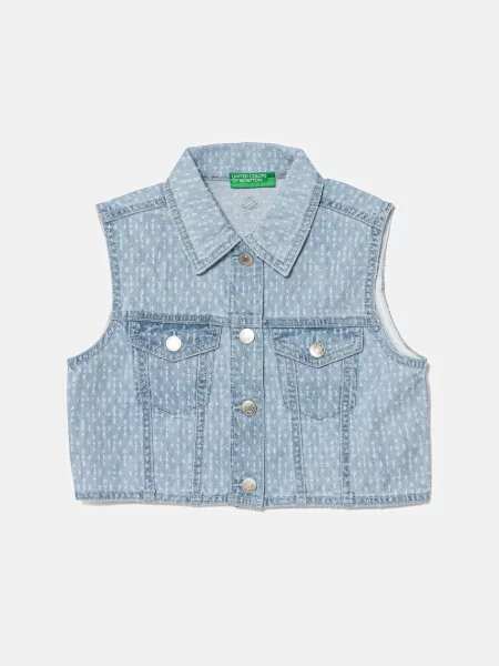 United Colors of Benetton Dětská džínová vesta modrá