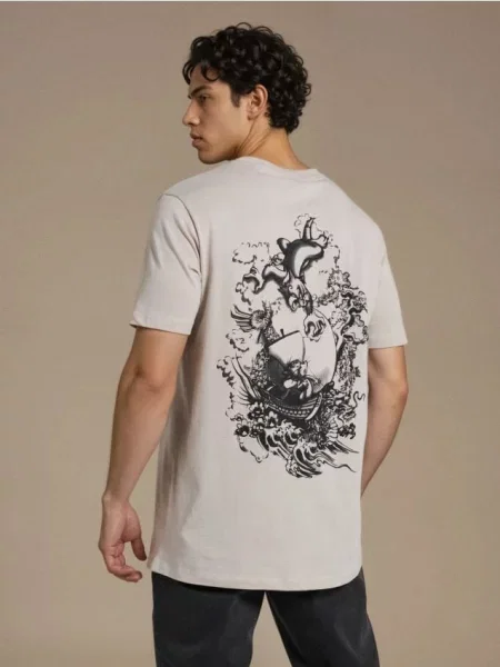 Sinsay koszulka z nadrukiem Tom and Jerry beżowy