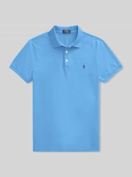 Koszulka polo o kroju slim fit z czystej bawełny Ralph Lauren niebieska
