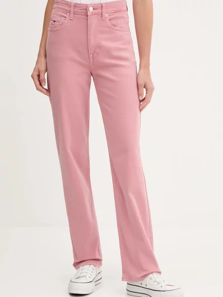 Дънки Tommy Jeans с висока талия розово