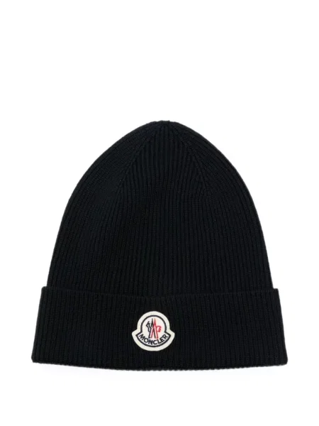 Căciulă Moncler tricotate cu autograf negru