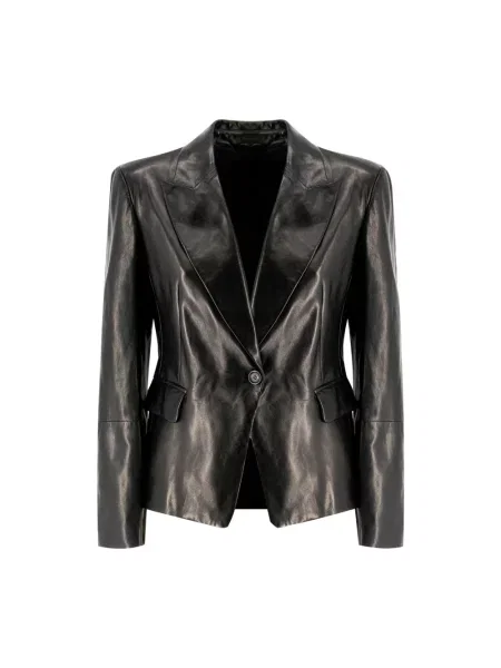 Haftowana kurtka jeansowa Brunello Cucinelli skórzana elegancka czarna