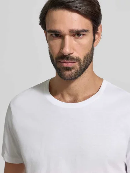 T-shirt z czystej bawełny ekologicznej w zestawie 2 szt. Christian Berg Men biała