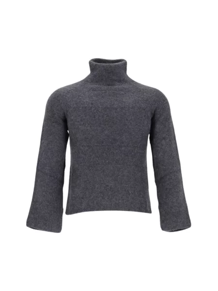 Sweter z golfem Emporio Armani wełniany szary