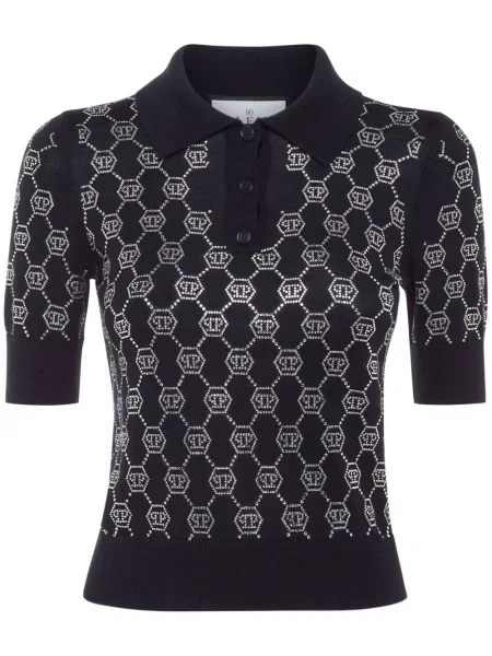 Top Philipp Plein z kryształkami niebieski