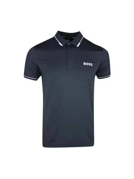 Koszulka polo Boss z krótkim rękawem ze stretchu niebieska