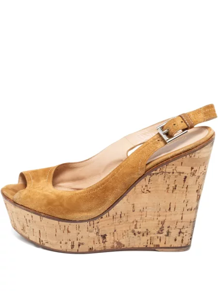 Sandale Gianvito Rossi din piele cu pană maro