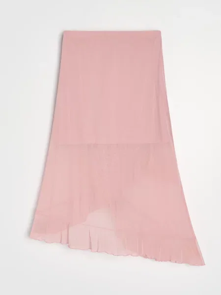 Асиметрична міді-спідниця з воланами рожевий