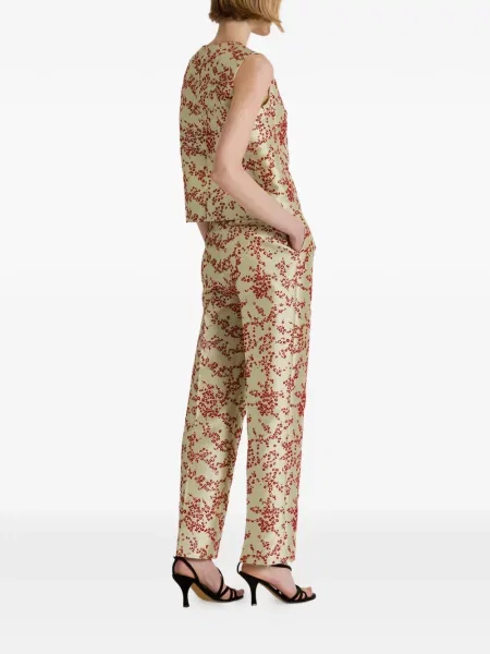 Pantaloni Alberta Ferretti cu model floral verde
