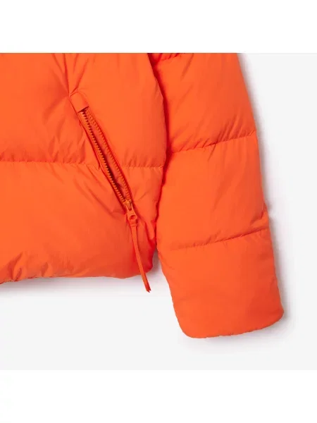 Lacoste Relaxed Fit Pikowana Kurtka Z Kapturem pomarańczowa