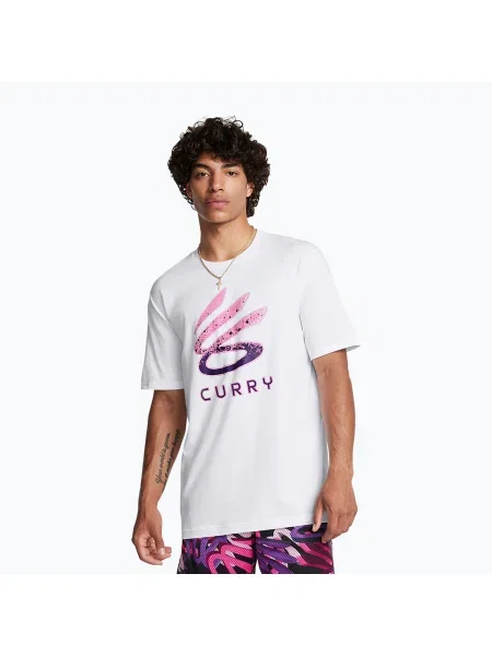 Мъжка тениска Under Armour Curry Logo Trend white/purple бяло