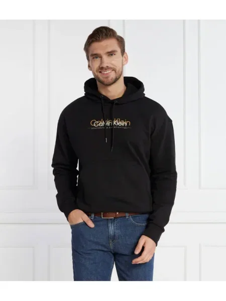 Calvin Klein Hanorac DOUBLE FLOCK LOGO HOODIE negru
