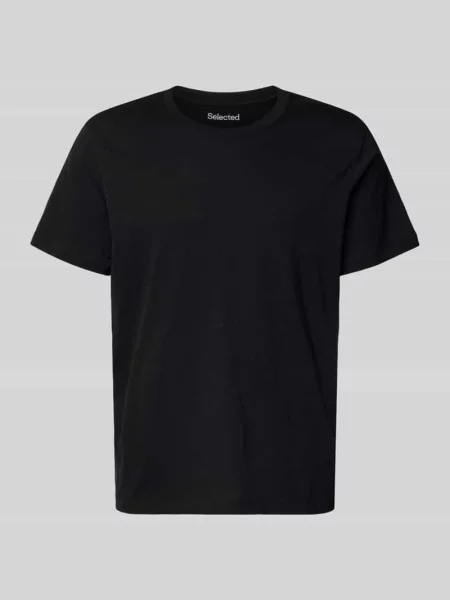 T-shirt o kroju regular fit z czystej bawełny model ‘ASPEN’ Selected Homme czarna