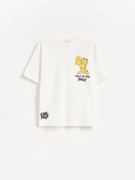 Reserved t-shirt Garfield złamana biel