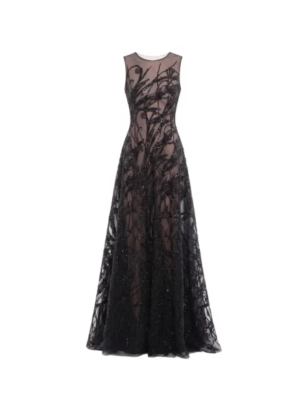 Rochie maxi Saiid Kobeisy cu paiete negru