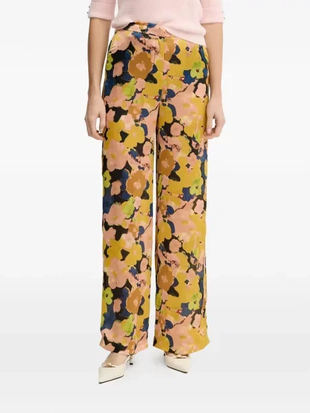 Pantaloni Morgan cu model floral cu imagine galben