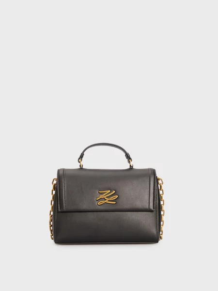 Шкіряна сумка Karl Lagerfeld K/Autograph з автографом чорна