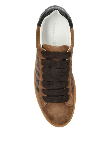 Sneakerși Dsquared2 din piele de căprioară cu dungi maro