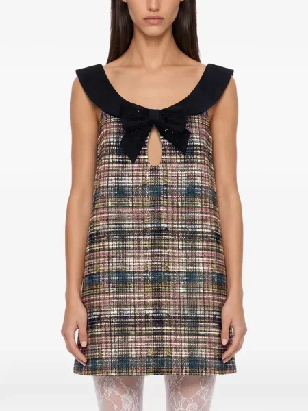 Μίνι φόρεμα Shushu/tong με φιόγκο tweed μαύρο