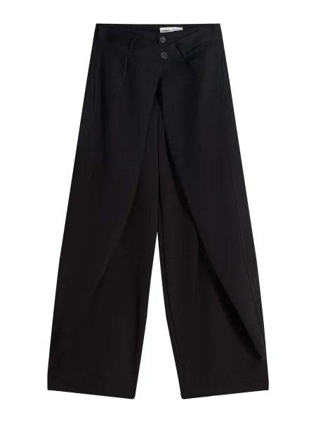 Bershka Hlače z naborki črna