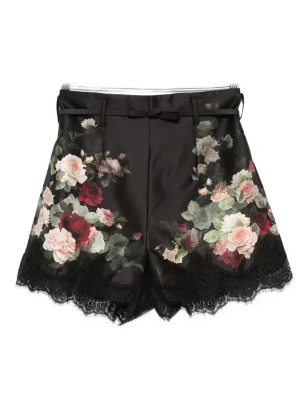 Szorty Zimmermann w kwiatki z nadrukiem czarne