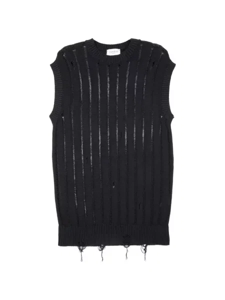 Плетен елек Laneus с разкъсвания черно