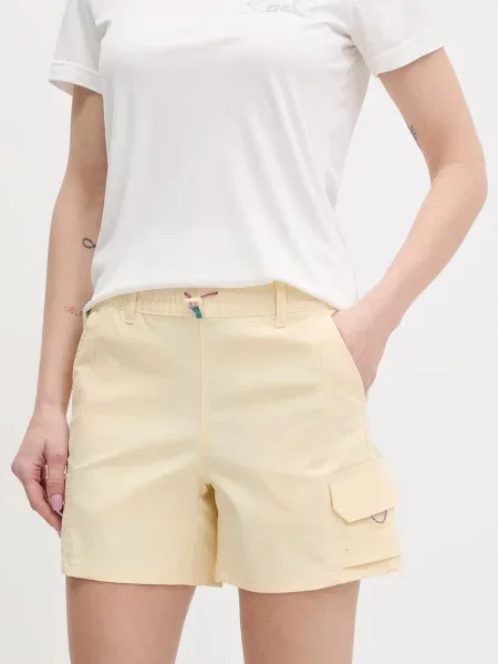 Columbia szorty outdoorowe Weekend Rays gładkie high waist żółty
