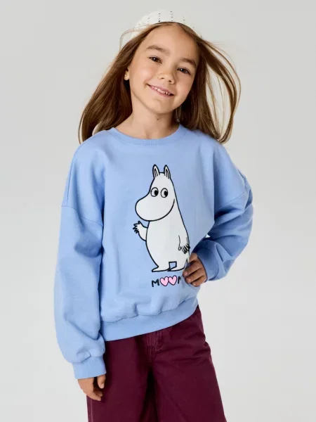Sinsay mikina s kulatým výstřihem Moomin světle modrá