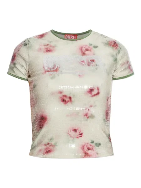 Tricou Diesel cu paiete cu model floral