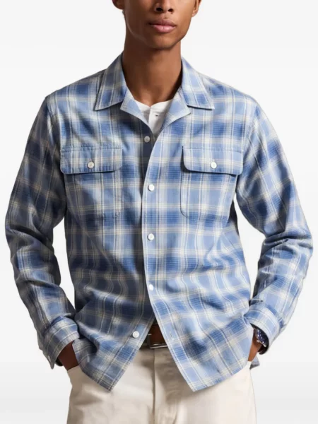 Pletený kostkovaný čepice Polo Ralph Lauren s kapucí modrý