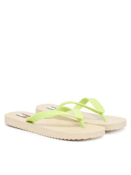 Žabky Tommy Jeans Logo Summer white clay/lime essence žluté