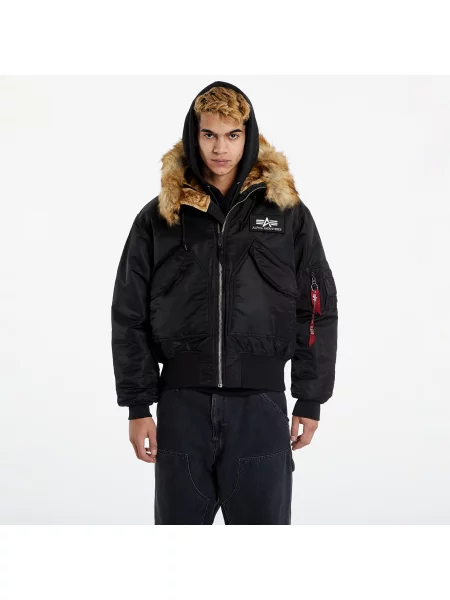 Μπουφάν bomber Alpha Industries Inc. με κουκούλα μαύρο