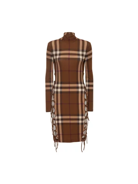 Sukienka Burberry w kratkę brązowa