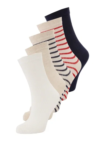 ABOUT YOU Čarape Fee bež / mornarsko plava / tamno crvena bijela