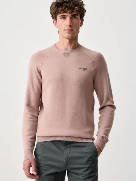 Guess pulover pentru bărbați cu amestec de lână NAITO roz