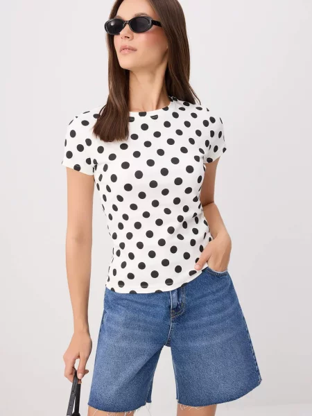 Trendyol Tricou ecru negru