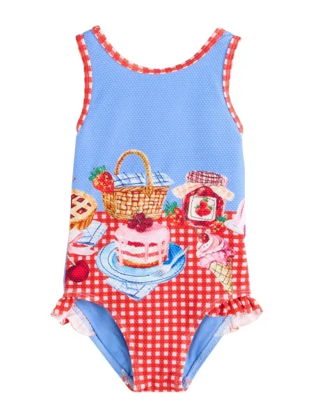 Next Costum de baie întreg albastru / roz deschis / roșu alb