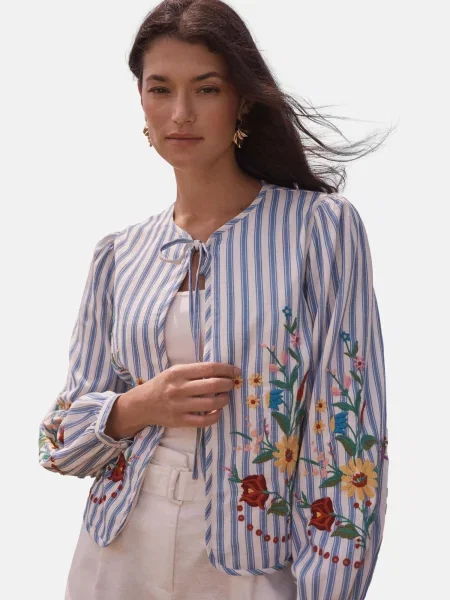 Love & roses Geacă de primăvară-toamnă azuriu / galben / sângeriu alb